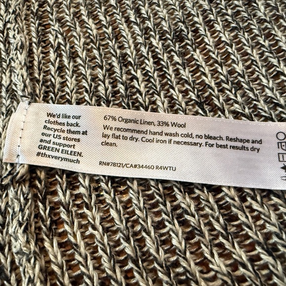 Eileen Fisher Open Front Cardigan Linen/Wool Gray Black Yarn Women’s Size M - Picture 8 of 13